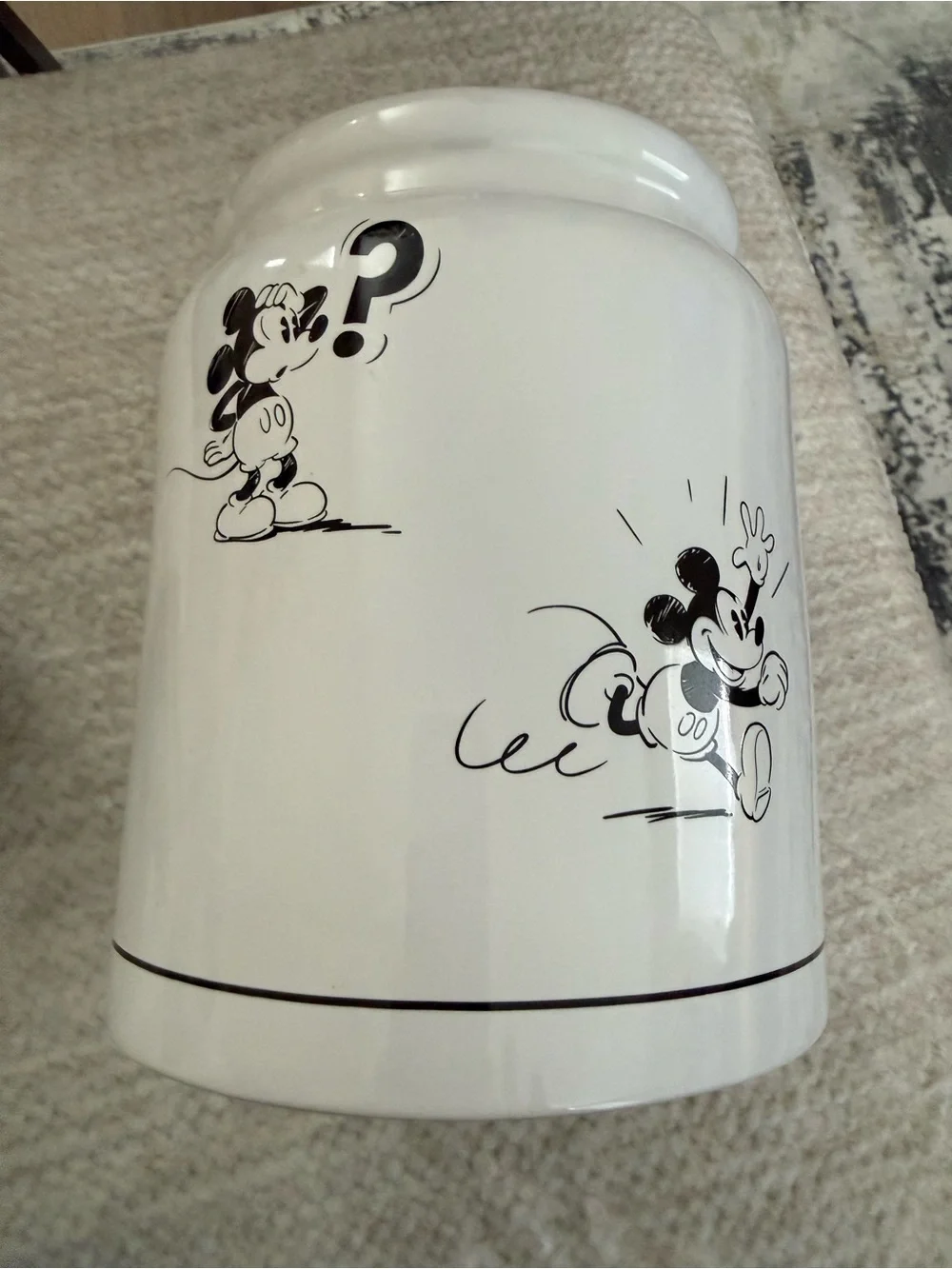 NEW MICKEY MOUSE Black & White COOKIE JAR W/ LID  Disneyland